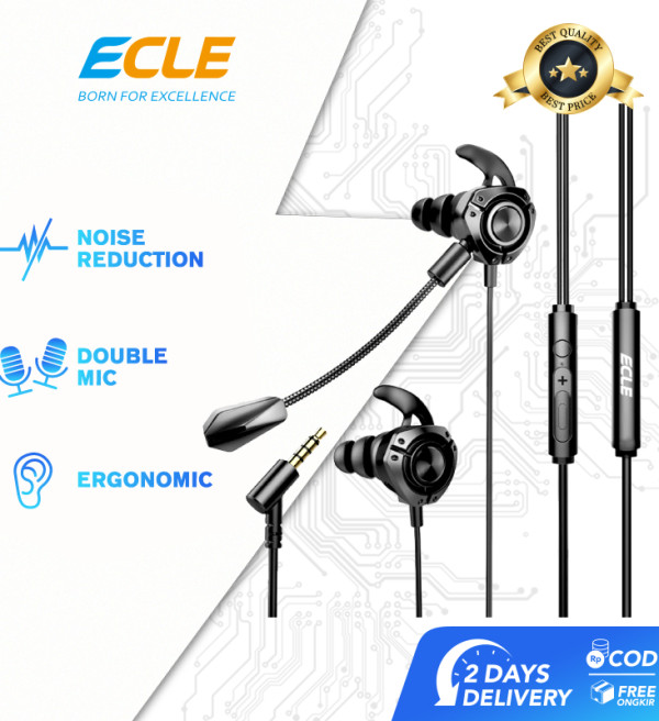 ECLE Gaming Earphone PUBG Hi-Fi Sound Noise Reduction Double Microphone 6D Wired Headset In Ear Deep Bass