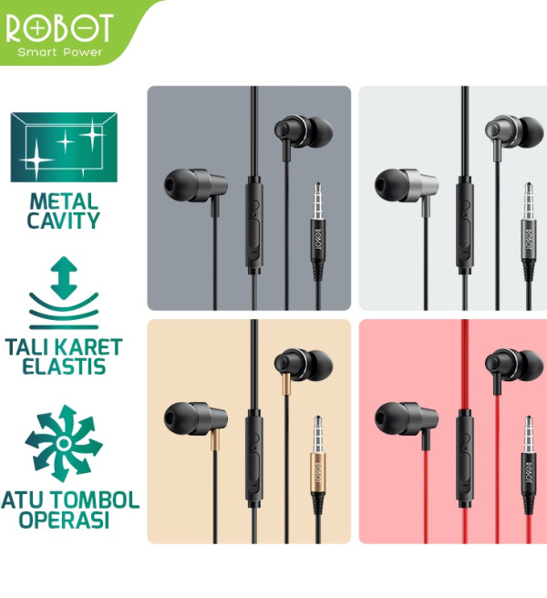 ROBOT Headset Earphone RE240S In-Ear Deep Rich Bass Metal Wired Original - Garansi 1 Tahun