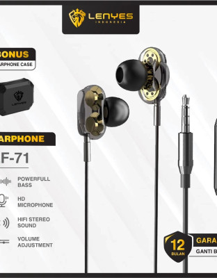 Lenyes headset LF71 in ear hifi stereo earphone extra bass with handfree microphone 3.5mm