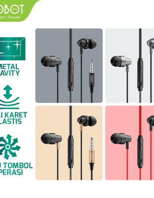 ROBOT Headset Earphone RE240S In-Ear Deep Rich Bass Metal Wired Original - Garansi 1 Tahun