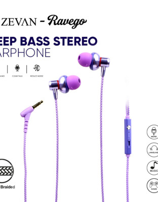 ZEVAN Headset Wired Earphone Bass dengan Mic Telepon Universal Ravego Special Edition