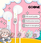 GOONE Headset Warna Macaron Earphone 3.5mm Pink Biru Hijau Putih Kuning Wired Universal Sporty Headphone