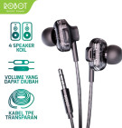 Headset Robot RE30 / Headset Wired / Handsfree Musik / Earphone Bass For Handphone / PC / Laptop Original - Garansi 1 Tahun