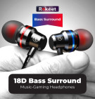 Rokeet Headset Earphone Gaming Mega Bass Wired Jack 3.5mm MIC for Android iPhone Universal Original